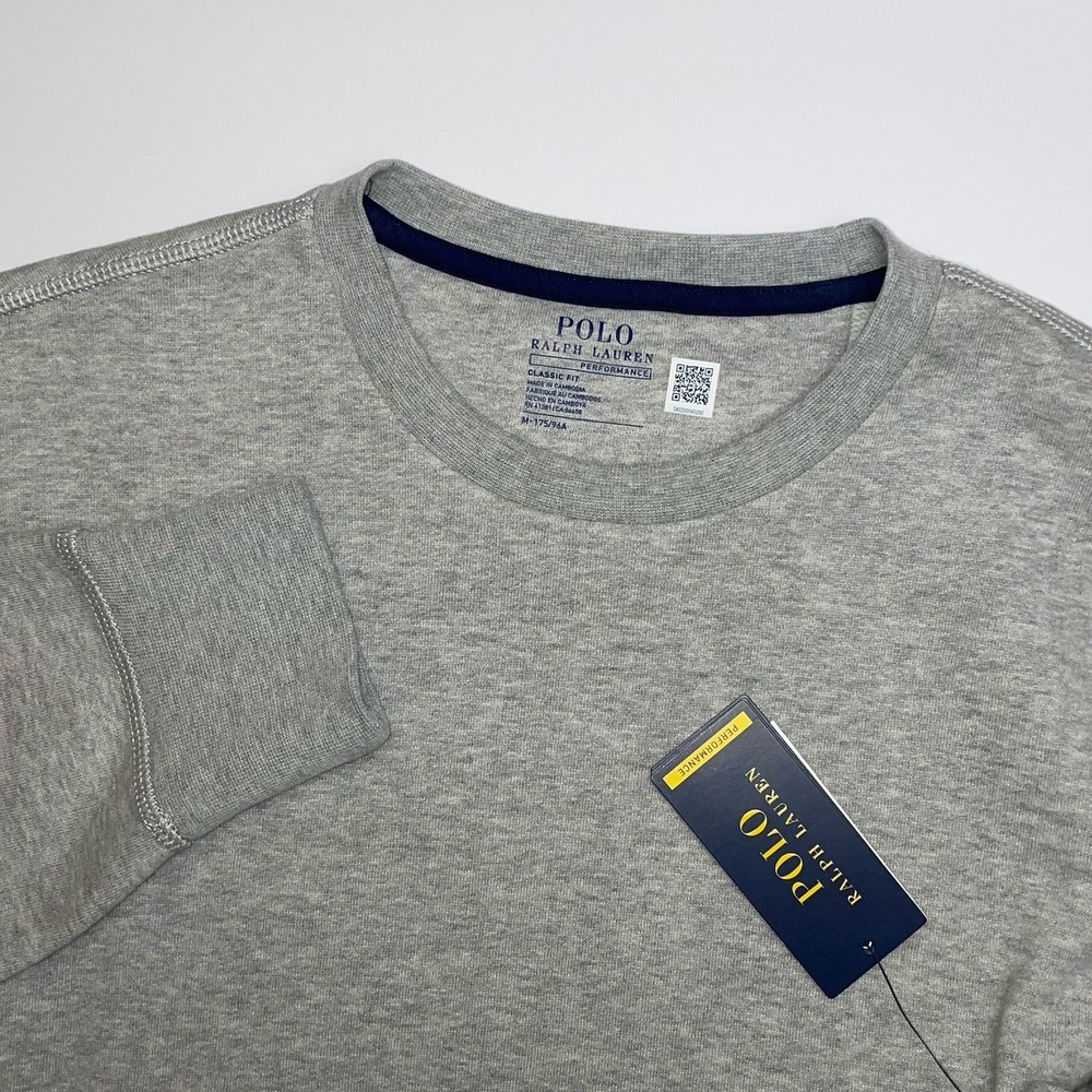 NEW Polo Ralph Lauren Sweatshirt‎ Mens Medium Grey Performance Classic Fit L/S